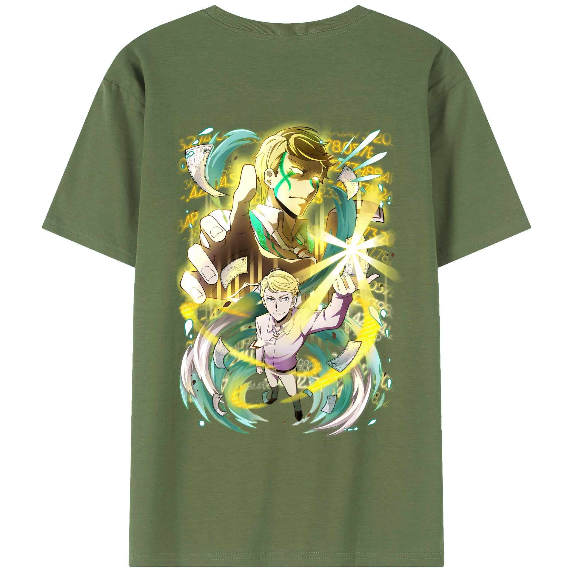 （画像用） 文豪ストレイドッグス Bungo Stray Dogs 綿100％ メンズ半袖Tシャツ（バックプリント） 通気性